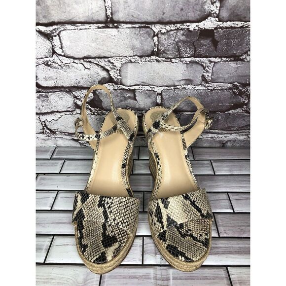 Vince Camuto Marybell Ivory Leather Snake Wedge Espadrilles Sandals Women’s 10.5 - Picture 2 of 16